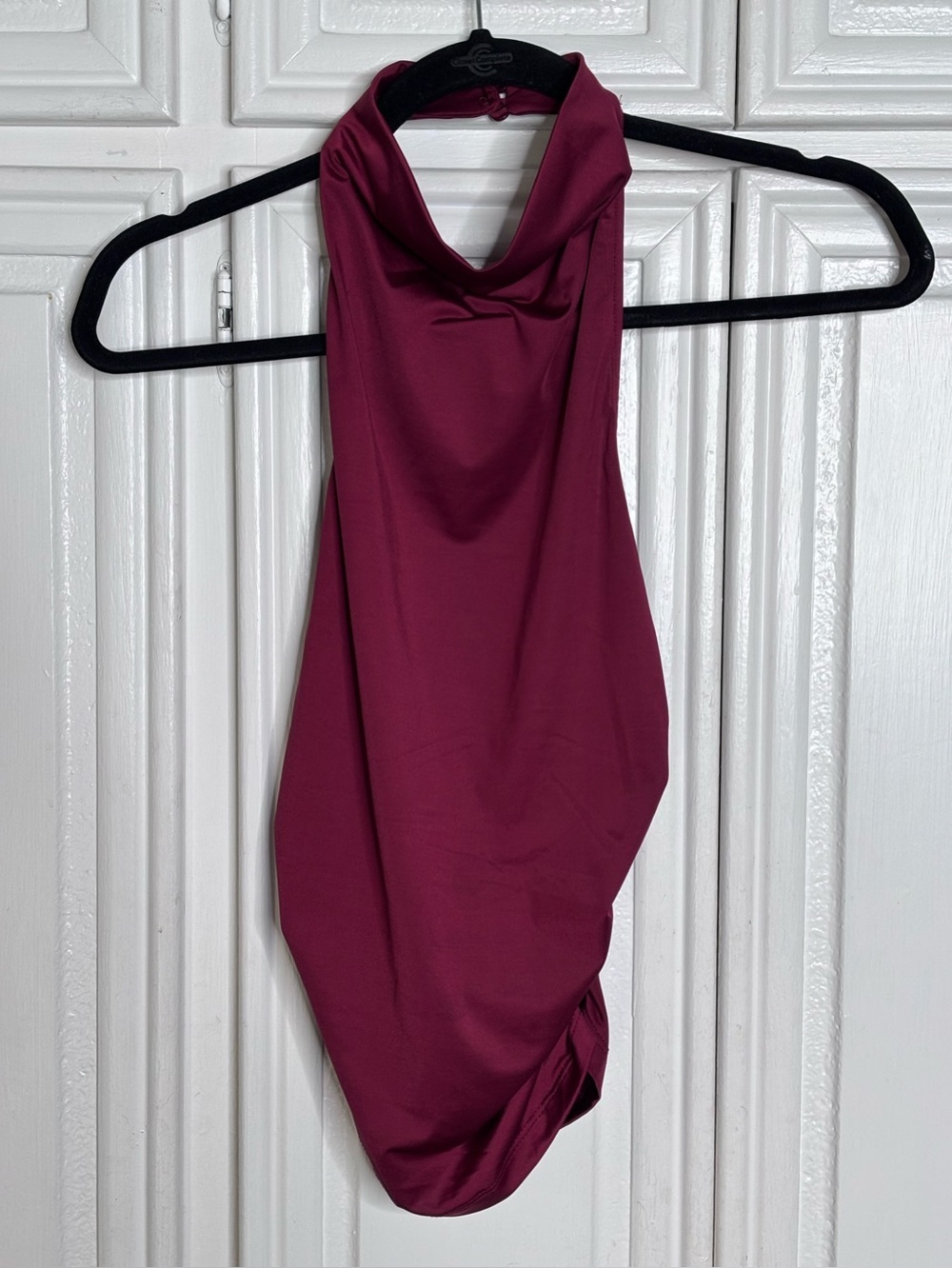 Princess Polly Deep Raspberry Rouched Cowl Neck Halter Top sz 4